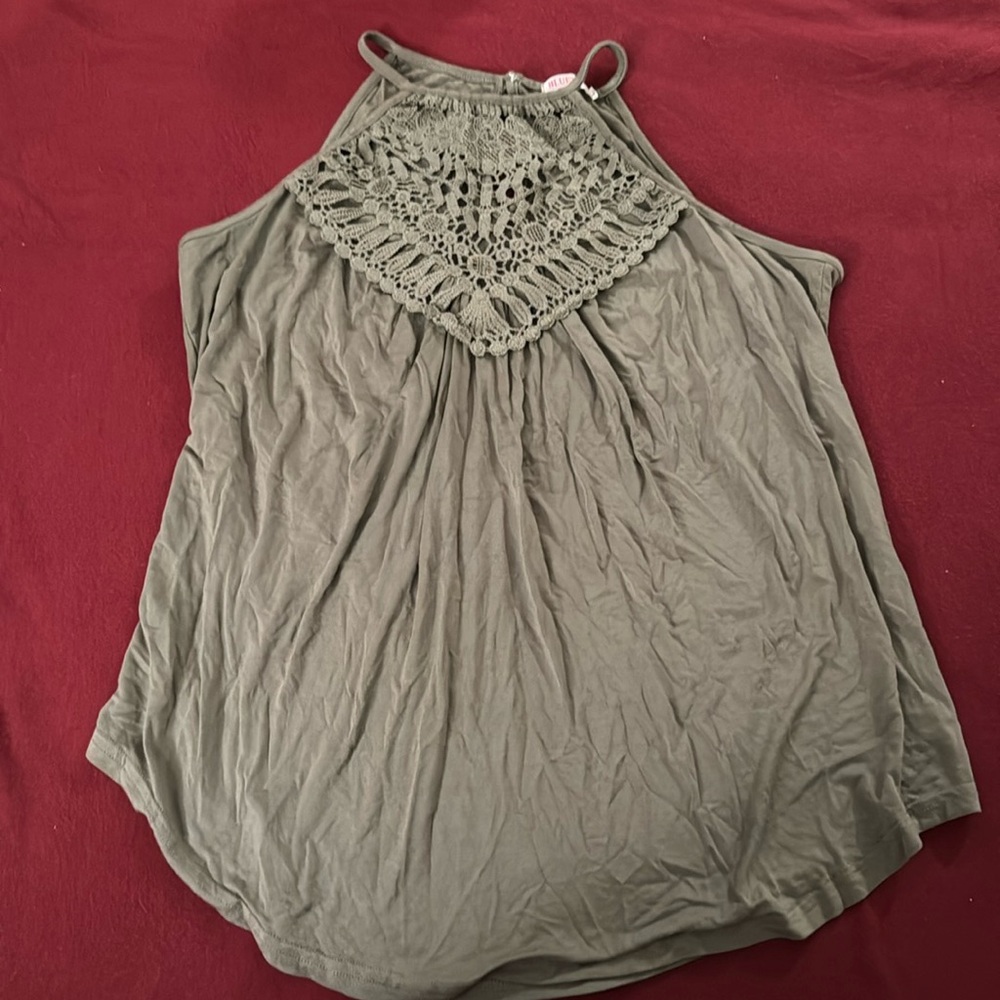 Women’s dresses up tank top Blue Time size large olive green